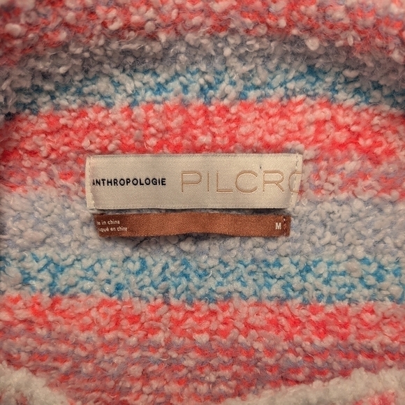 Anthropologie White Colorful Patterned Cozy Chunky Oversized Mock Neck Sweater - Picture 13 of 14